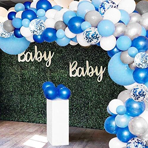 135 Pieces Blue Balloon Garland Arch Kit - White Blue Silver and Blue Confetti Latex Balloons for... | Amazon (US)