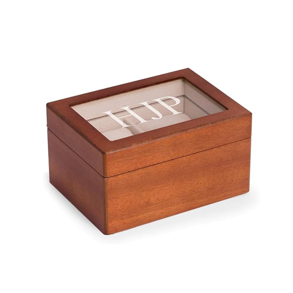 Bey-Berk Custom Personalized 1-48 Slot Watch Box Organizer Solid Wood with Glass Display Top | Amazon (US)