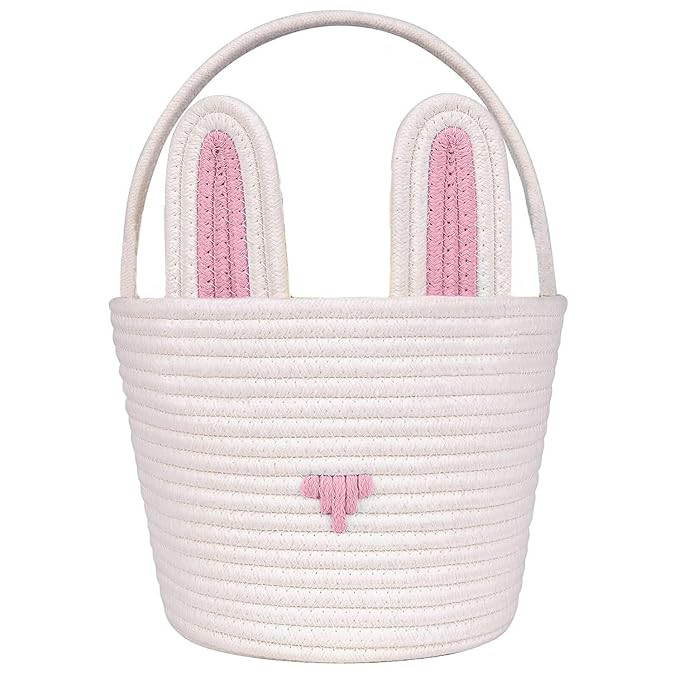 Easter Basket Empty with Gift Bags and Ribbons, Easter Bunny Basket for Kids, Woven Cotton Rope S... | Amazon (US)