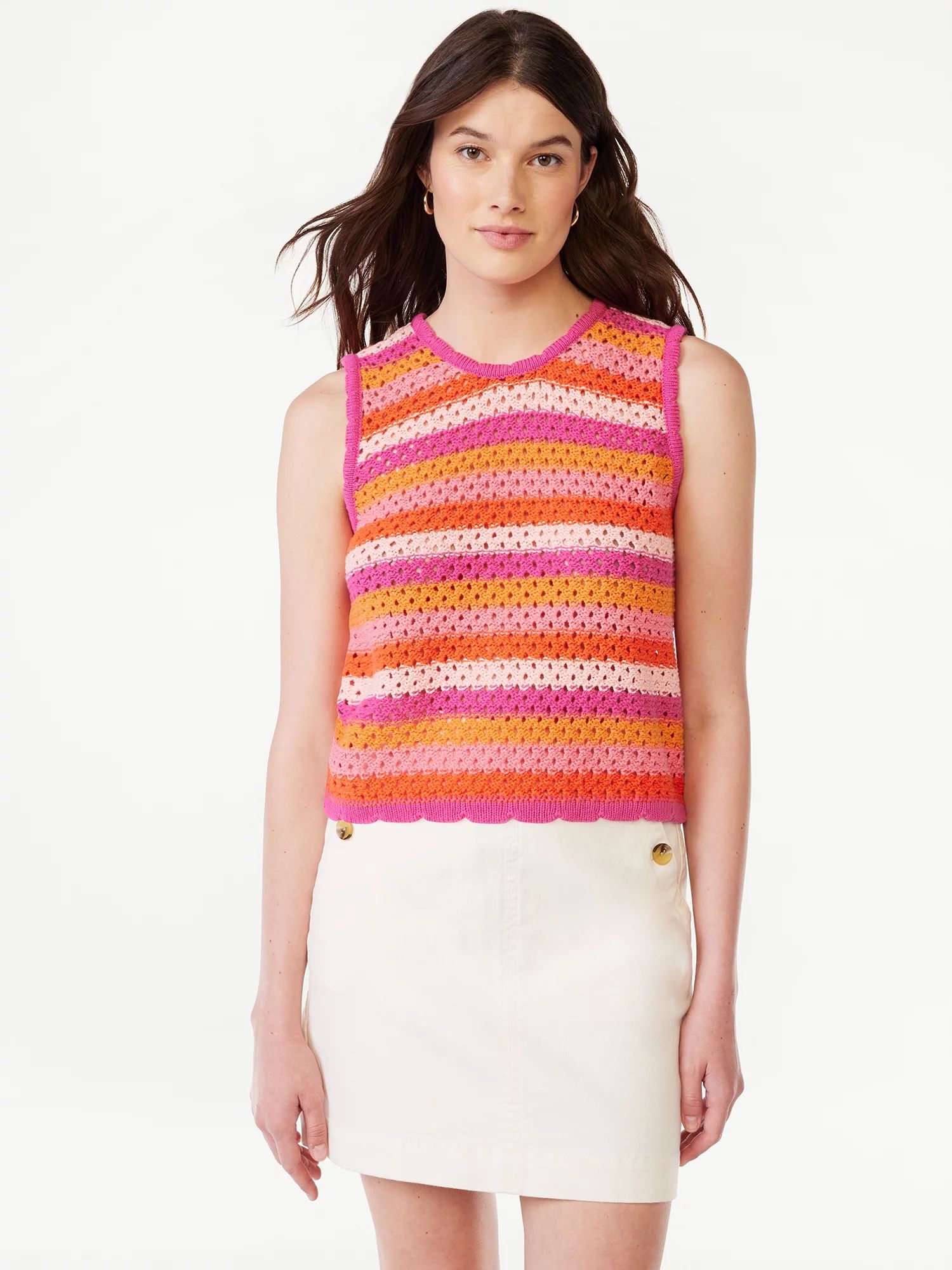 Free Assembly Women's Sleeveless Crochet Sweater Top, Sizes XS-XXL | Walmart (US)