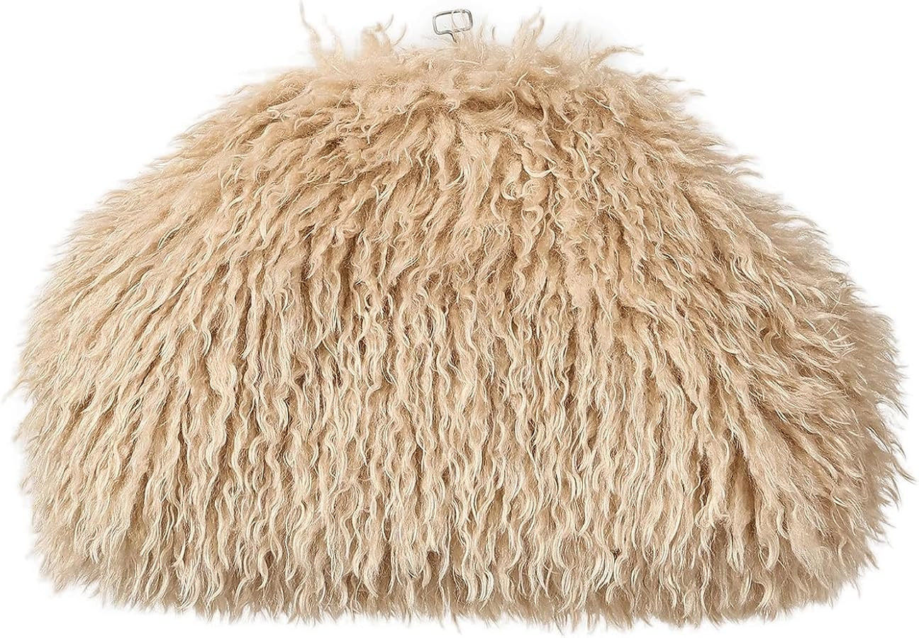Faux Fur Purse Mongolian Clutch Oversize Handbag Furry Shaggy Bag | Amazon (US)