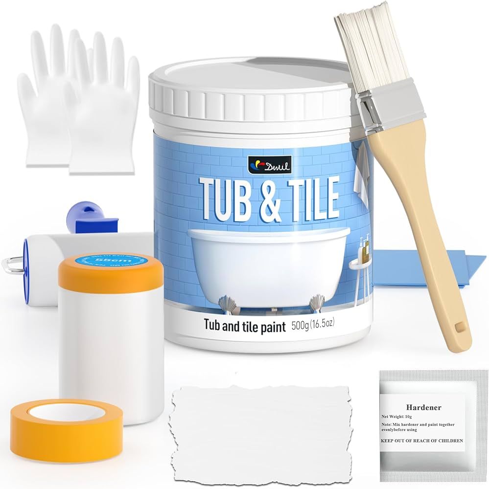 Tile Paint, Tub and Tile Refinishing Kit with Tools, Tub Refinishing Kit White Bathtub Paint Wate... | Amazon (US)