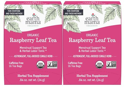 Earth Mama Organic Red Raspberry Leaf Tea | Labor Prep & Menstrual Support Herbal Tea, Pregnancy & Postpartum Care Recovery | 32 Teabags | Caffeine Free & Non-GMO | Amazon (US)