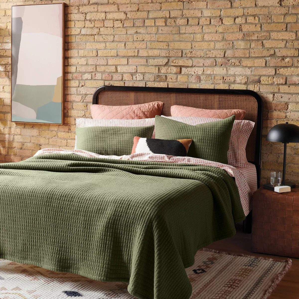 King Jersey Quilt Dark Olive Green Heather - Threshold™ | Target