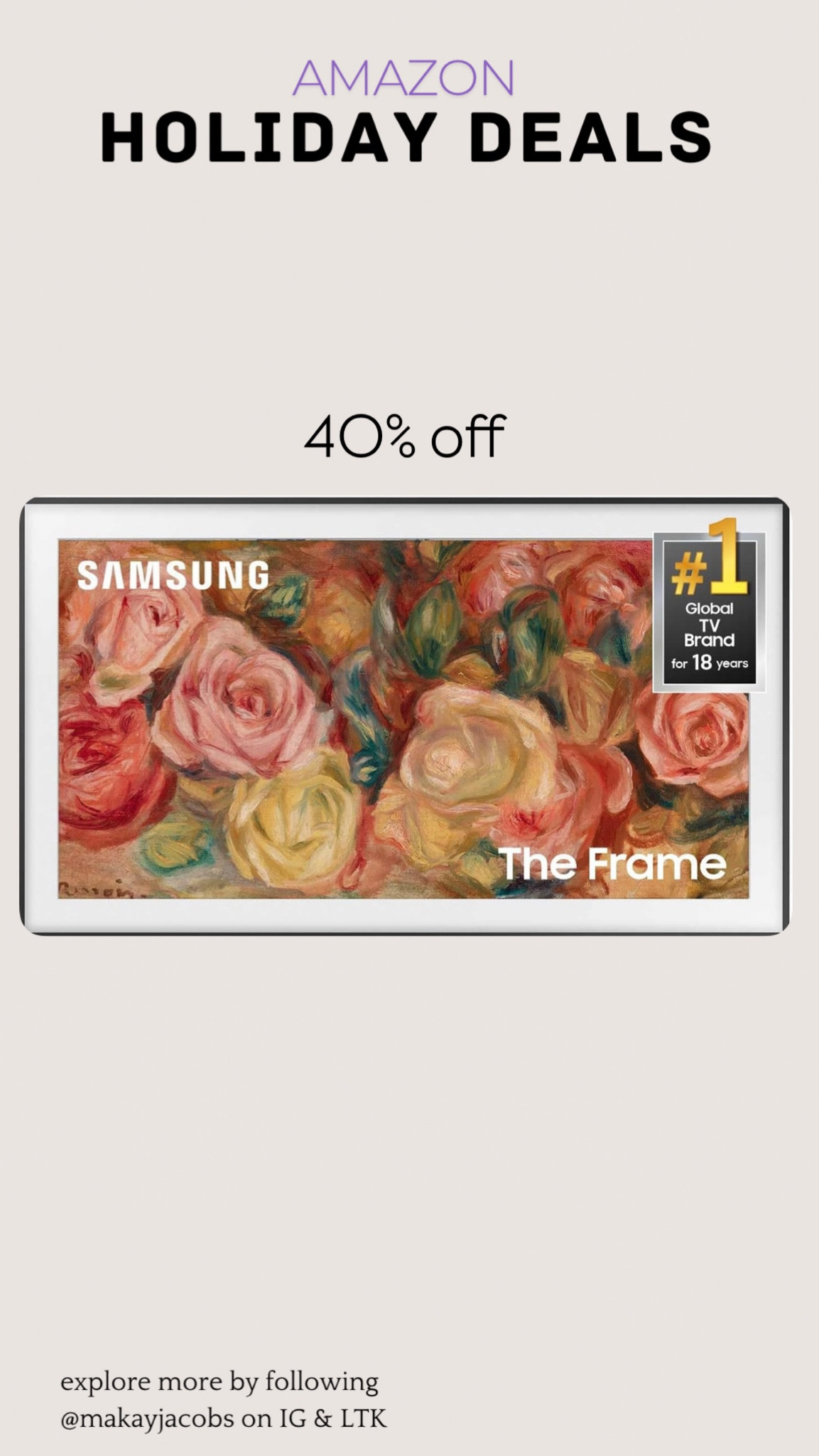 Amazon Black Friday Deal! 40% off Frame TV! 

#LTKGiftGuide #LTKCyberWeek #LTKHome