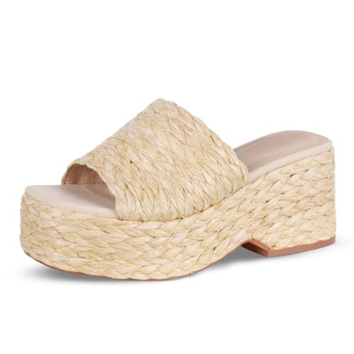 Amazon.com | EQAUDES Platform Slip on Espadrille Sandals for Women Wedges Slides Bohemia Sandals ... | Amazon (US)