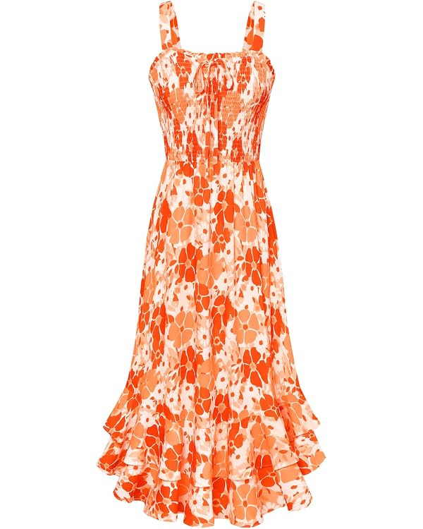 GRACE KARIN Women's 2026 Summer Floral Boho Dress Square Neck Strapped Swing A Line Sundress Beac... | Amazon (US)