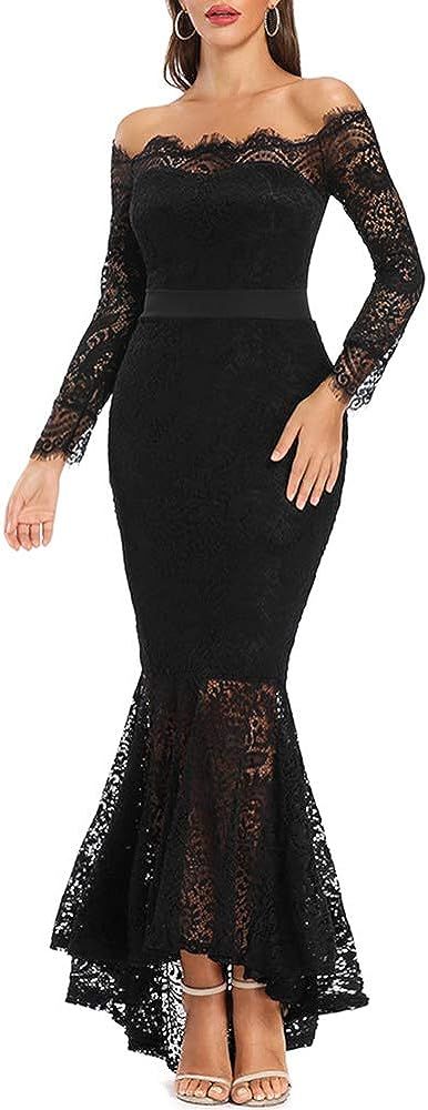 Women's Floral Lace Long Sleeve Off Shoulder Wedding Mermaid Dress       
Material: Lace 

Occasi... | Amazon (US)