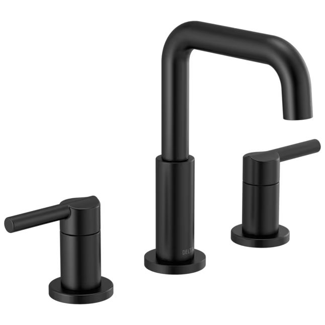 Delta Nicoli Matte Black Widespread 2-handle WaterSense Bathroom Sink Faucet with Drain | Lowe's