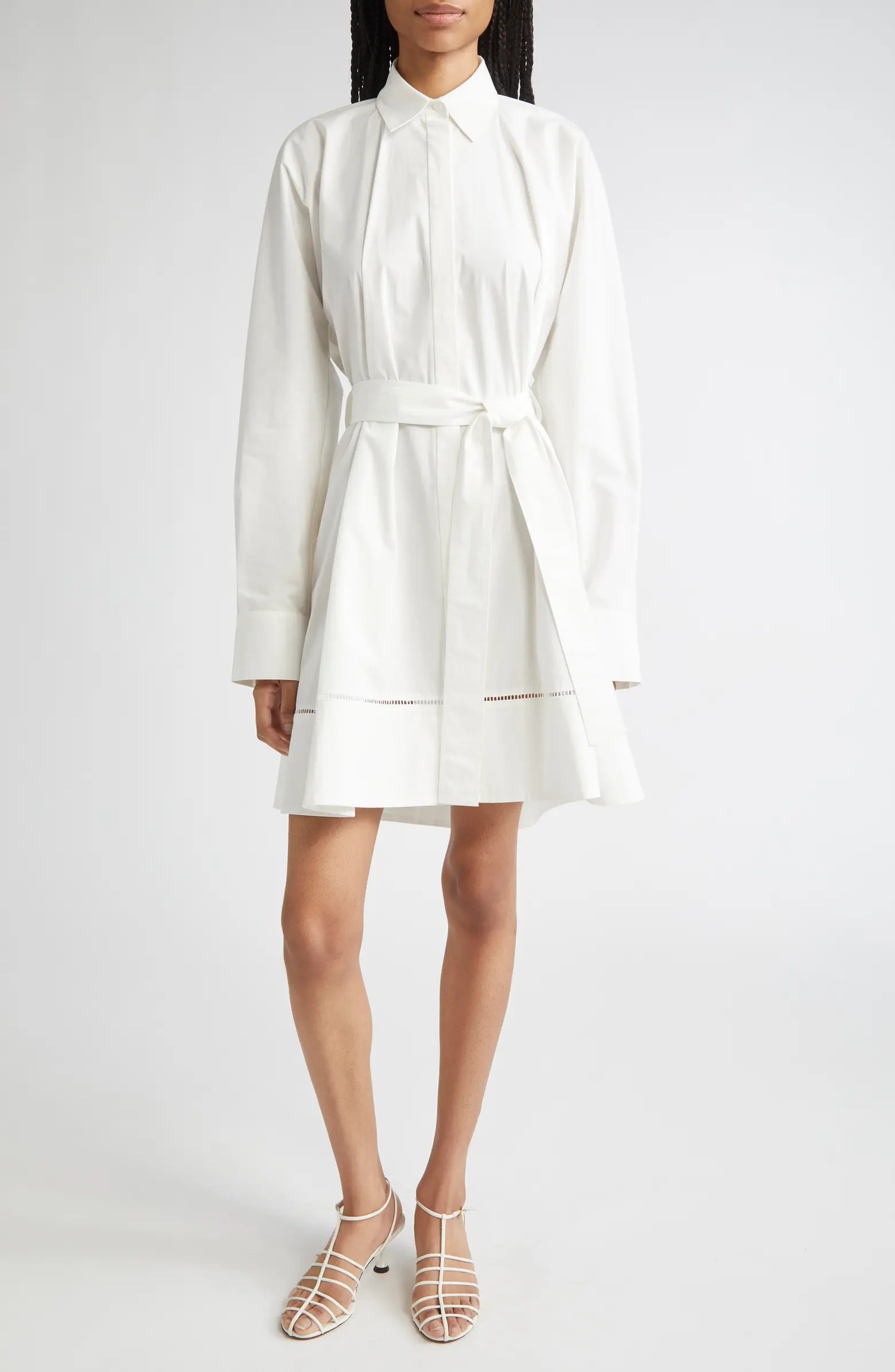 Sammy Long Sleeve Belted Stretch Cotton Poplin Shirtdress | Nordstrom