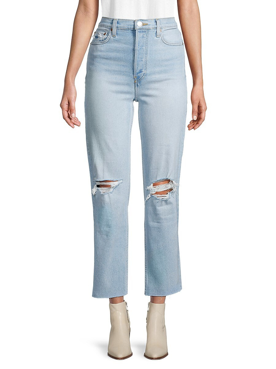 Re/done Women's Stove Pipe Light-Wash Distressed Jeans - Sea Waterd - Size 23 (00) | Saks Fifth Avenue OFF 5TH
