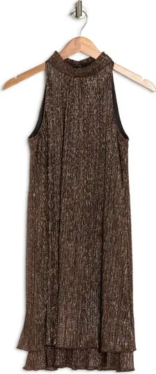 Vince Camuto Metallic Crinkle Knit Ruffle Hem Dress | Nordstromrack | Nordstrom Rack