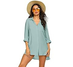 Ekouaer Women's Beach Bikini Cover-up Long Roll-up Sleeve Summer Covers | Amazon (US)