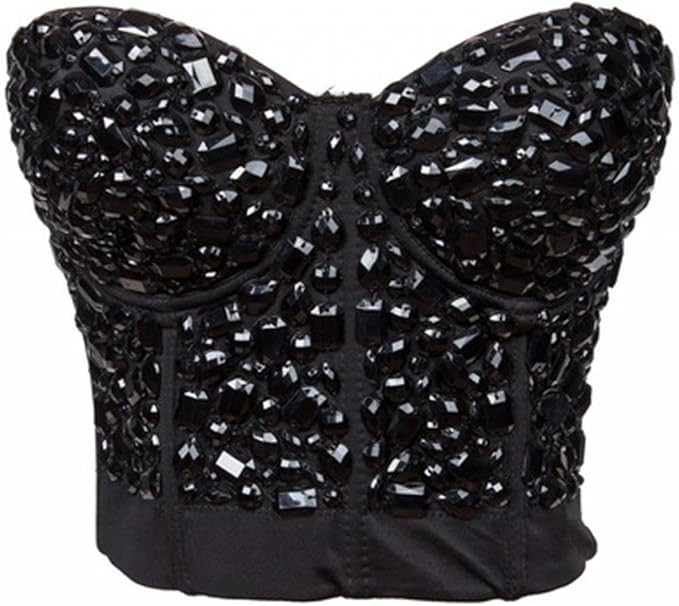 Alivila.Y Fashion Womens Rhinestone Punk Goth Bra Clubwear Corset Top | Amazon (US)