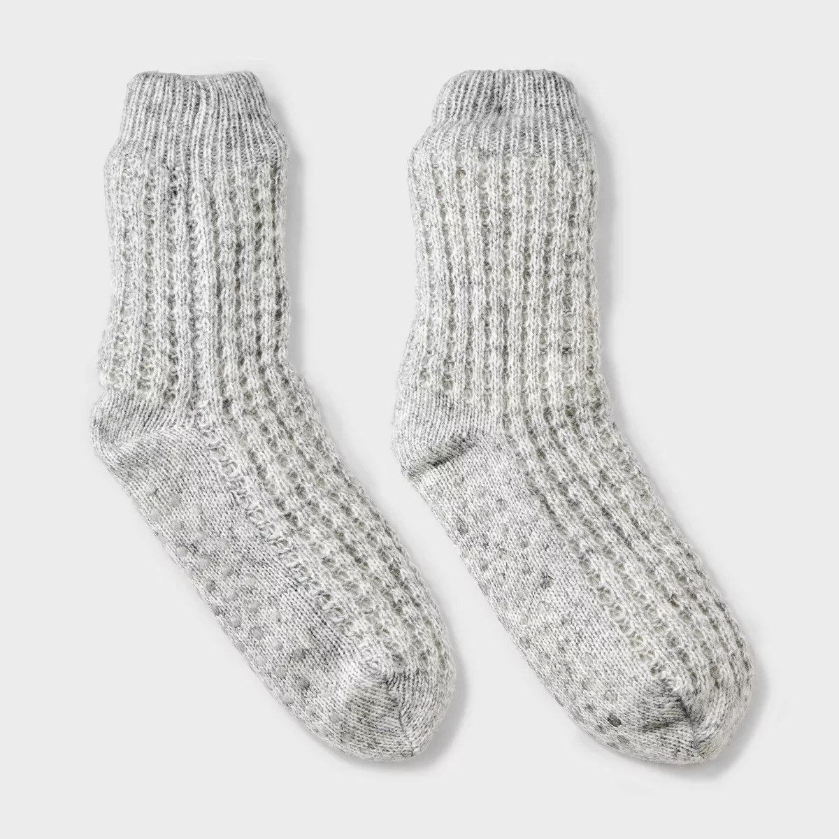 Women's Waffle Sweater Knit Reading Crew Socks with Faux Shearling Lining and Grippers Auden™On... | Target