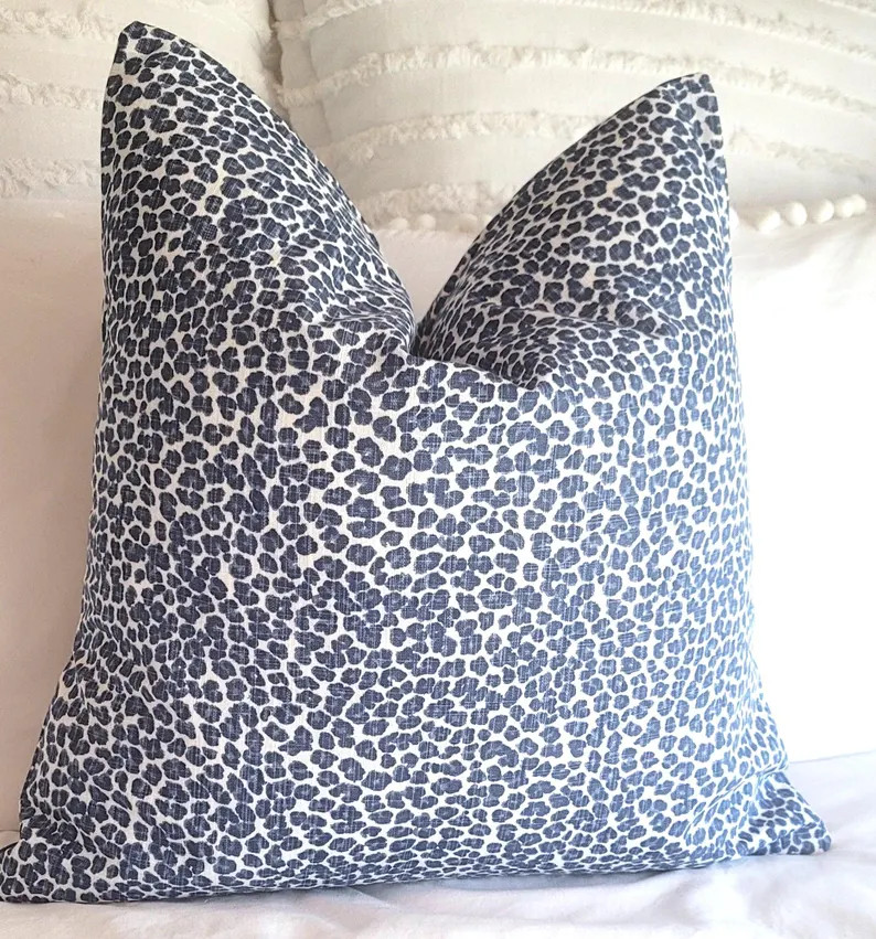 NEW 2 Color Options.Leopard Bermuda Blue. Leopard Weathered Blue/White Pillowcovers. slipcovers.P... | Etsy (Global)