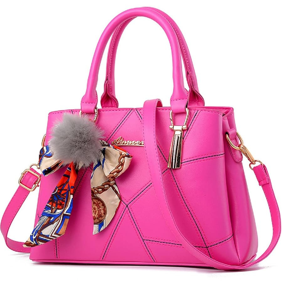 XingChen Womens Leather Handbags Purses Top-handle Totes Satchel Shoulder Bag for Ladies With Pom... | Amazon (US)