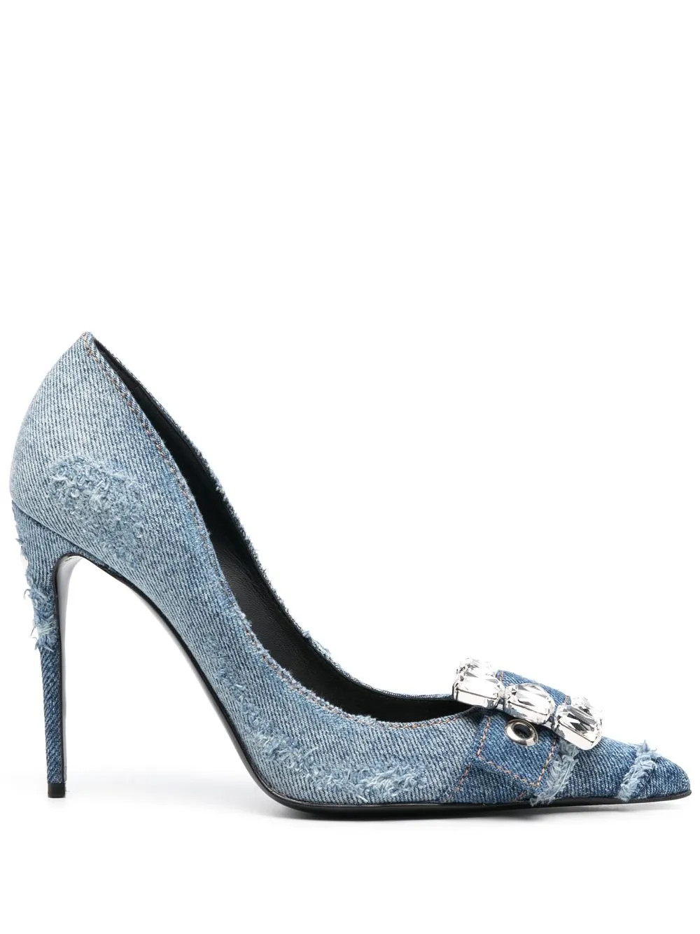 crystal-embellished denim pumps | Farfetch Global