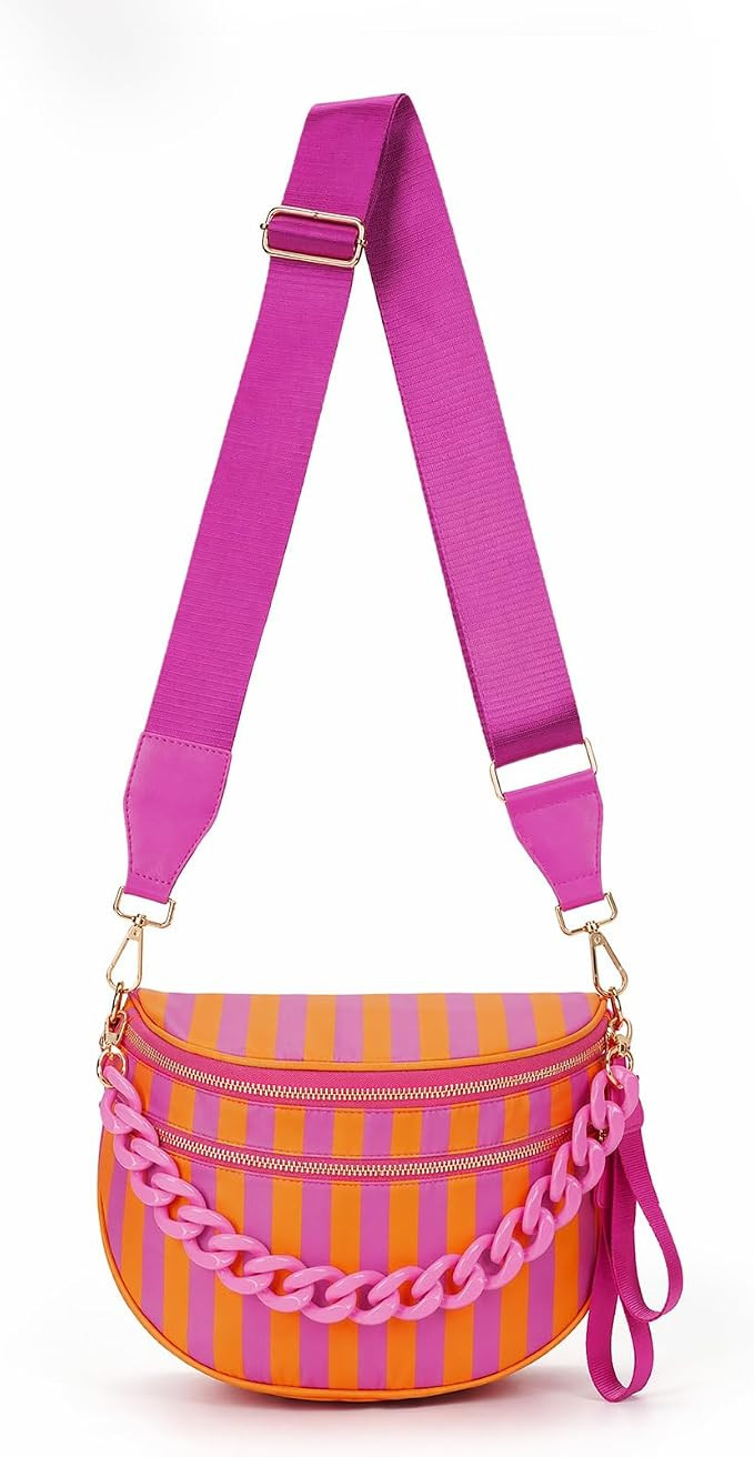 hibear Checkered Crossbody Bag Spacious Bum Bags for Women Nylon Crossbody Fanny Packs Checkered ... | Amazon (US)