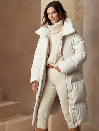 Petite Oversized Water-Repellent Long Puffer Coat | Banana Republic (US)