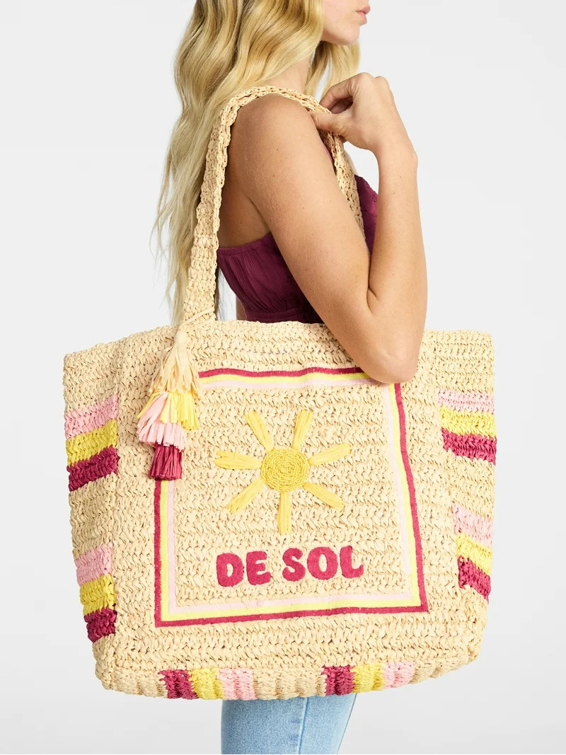 No Boundaries Women's De Sol Beach Tote Bag, Multi Del Sol | Walmart (US)