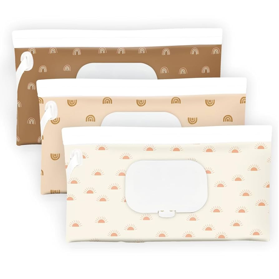 Baby Wipe Holder,Wipe Dispenser, 3-Pack Portable Refillable Wipe Container,Reusable Travel Baby W... | Amazon (US)