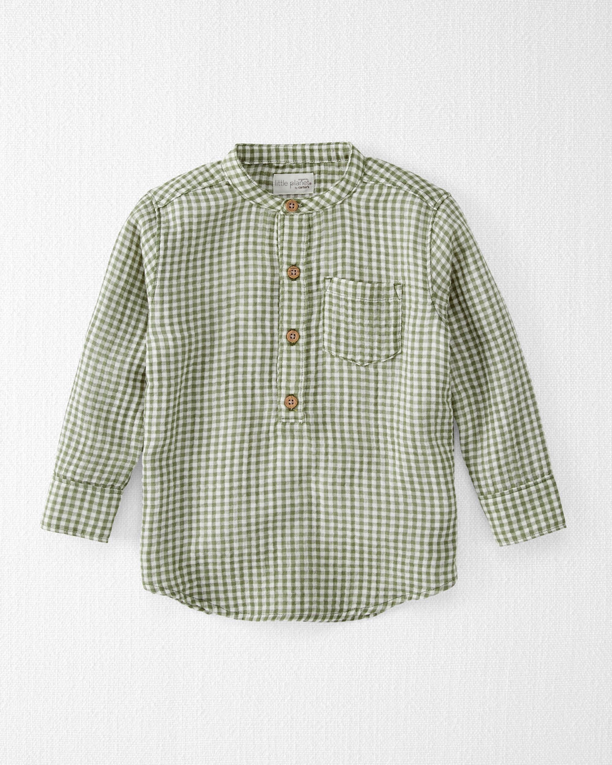 Toddler Organic Gingham Cotton Gauze Henley | Carter's