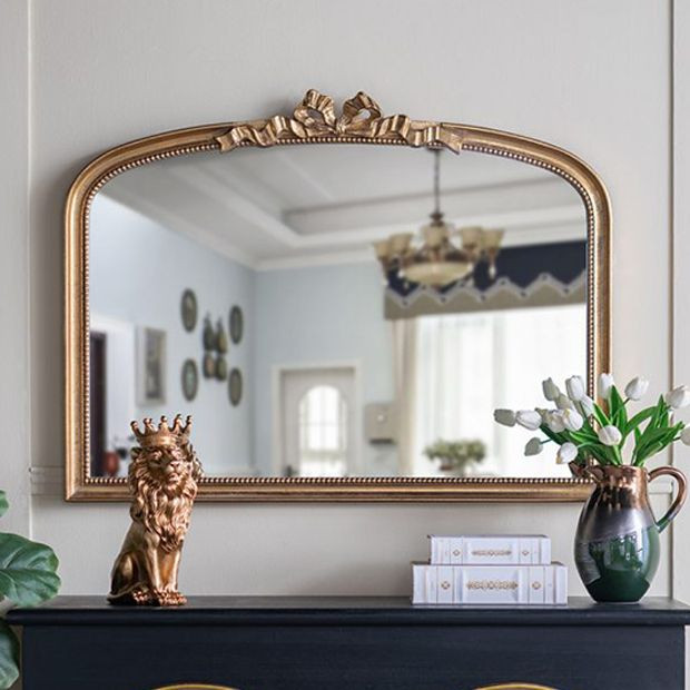 Gold Bow Top Grand Wall Mirror | Antique Farm House