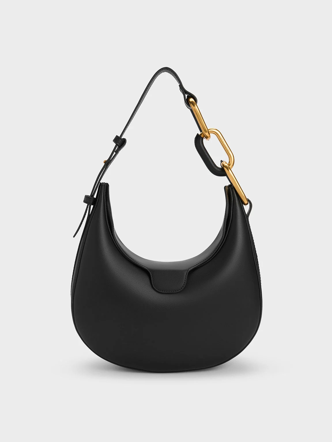 Kora Metallic-Accent Moon Bag
 - Black | Charles & Keith US