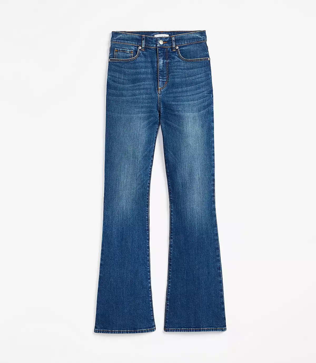 High Rise Slim Flare Jeans in Vintage Dark Indigo Wash | LOFT