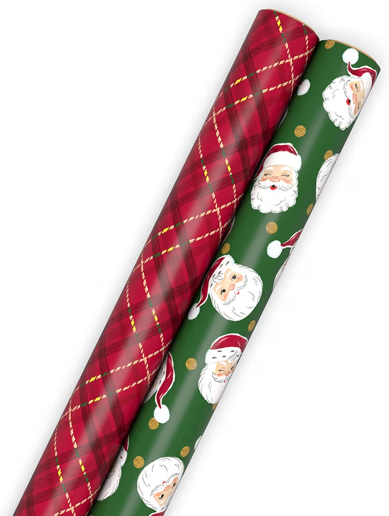 Hallmark Classic Christmas Wrapping Paper Rolls (2 Rolls: 160 Sq. Ft. Total) Santa Claus Faces on... | Amazon (US)
