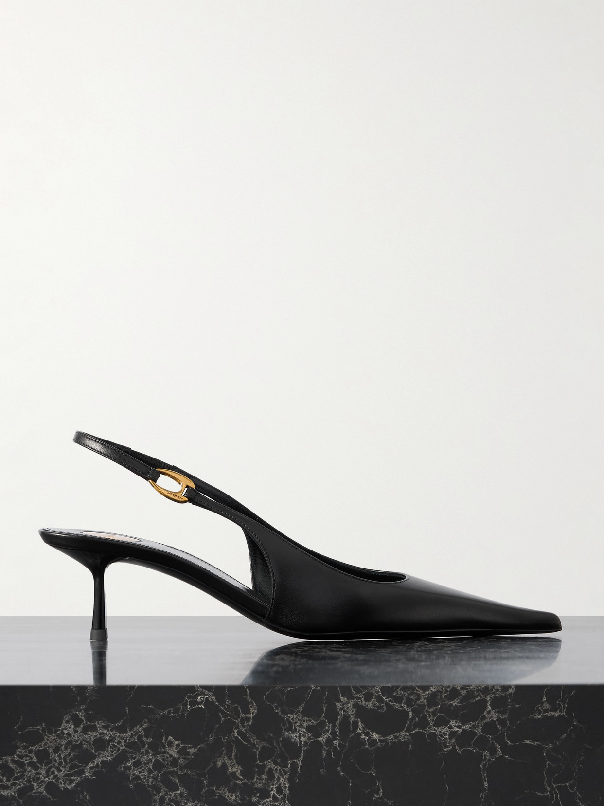SAINT LAURENT - Vendôme Embellished Leather Slingback Pumps - Black | NET-A-PORTER (US)