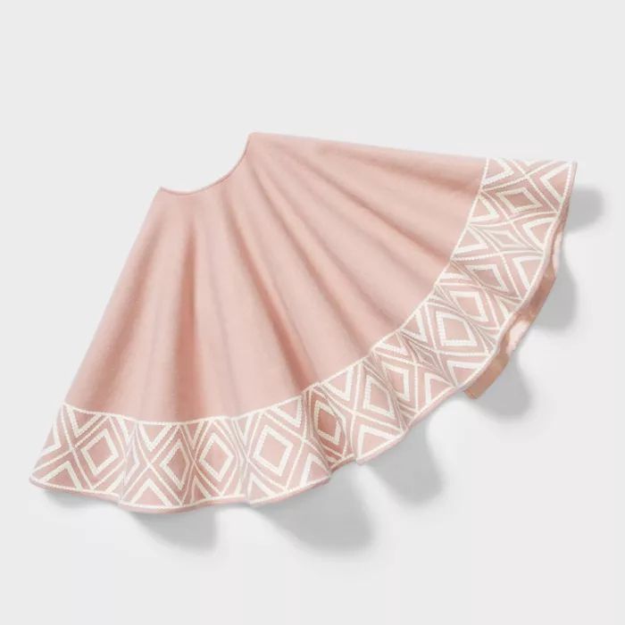 48in Pink Wool Christmas Tree Skirt with Cream Stitching - Wondershop&#8482; | Target