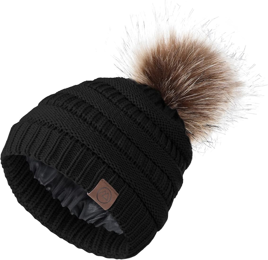 Durio Satin Lined Beanie Pom Pom Satin Lined Winter Hats for Women Warm Beanie Hats for Women Thi... | Amazon (US)