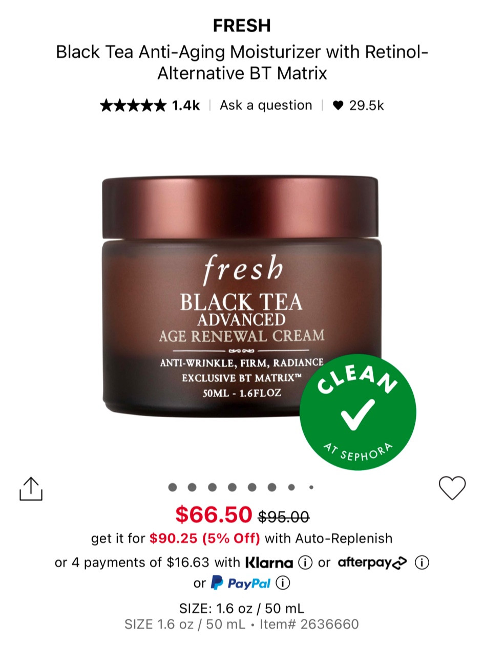 fresh
Black Tea Anti-Aging Moisturizer with Retinol-Alternative BT Matrix

#LTKCyberWeek #LTKSaleAlert #LTKFindsUnder100