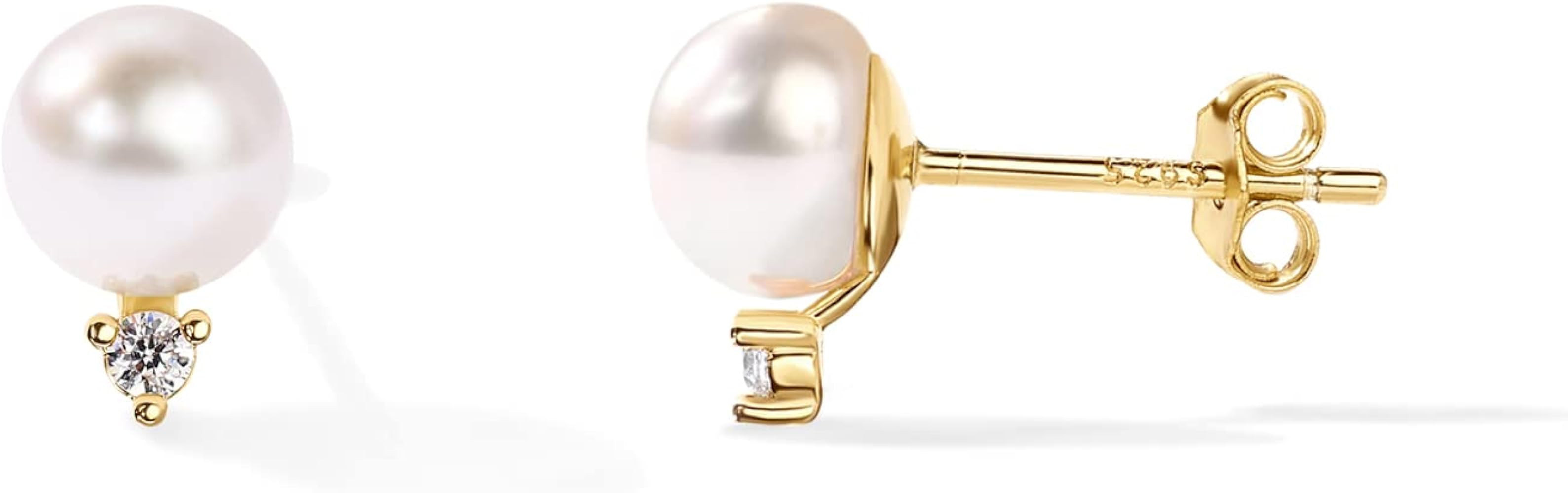 PAVOI 18K Gold Plated 925 Sterling Silver Post Cubic Zirconia | AAA+ Quality Handpicked Freshwate... | Amazon (US)