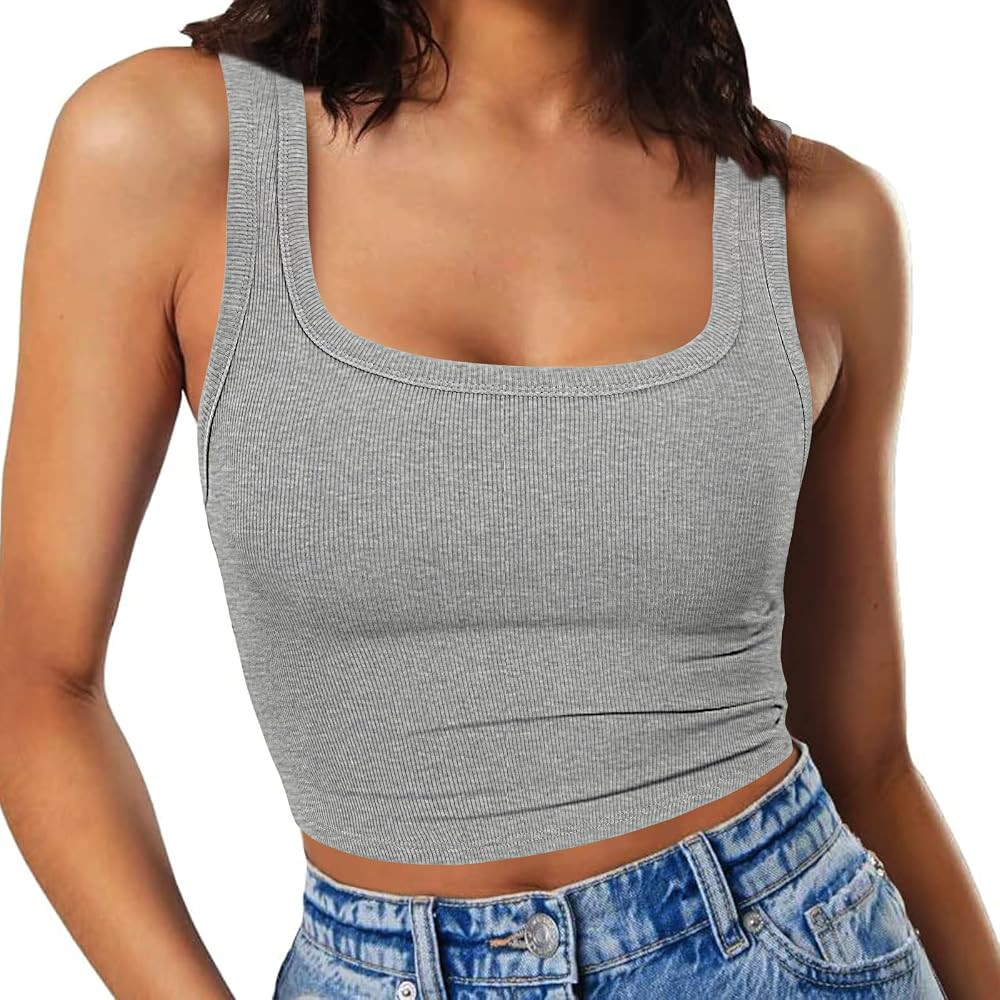 RIROW Womens Sleeveless Fitted Tank Top 2024 New Square Neck Ribbed Basic Tee XS-XL | Amazon (CA)