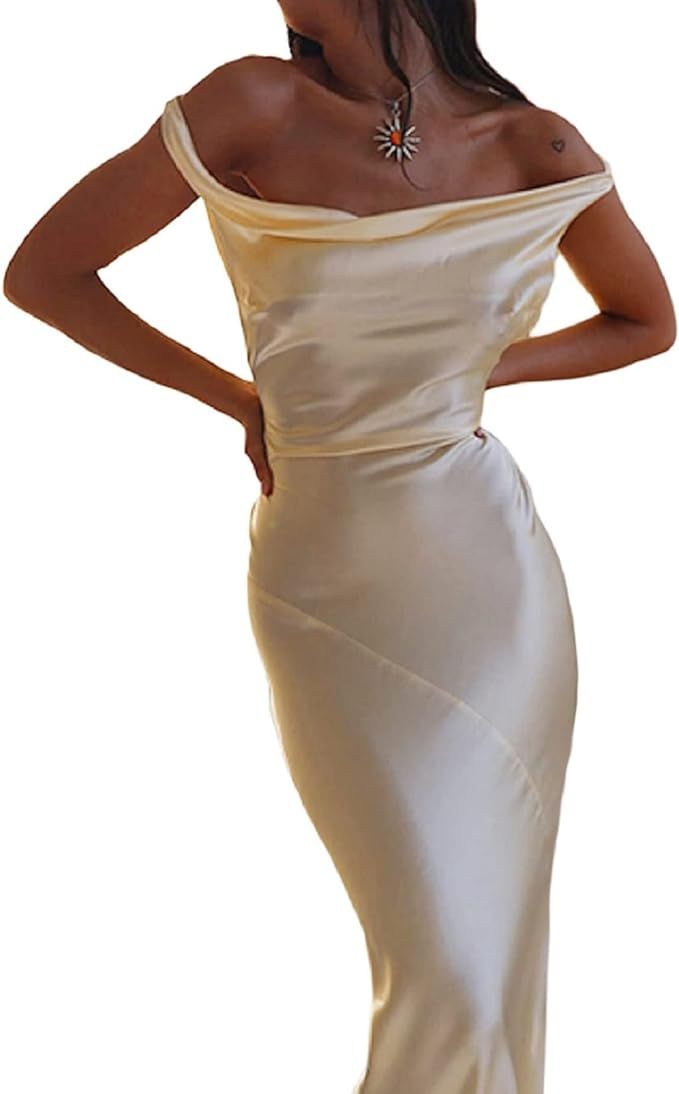 Women Off Shoulder Tube Dresses Sleeveless Strapless Midi Dress Sexy Backless Maxi Long Dress Fas... | Amazon (US)
