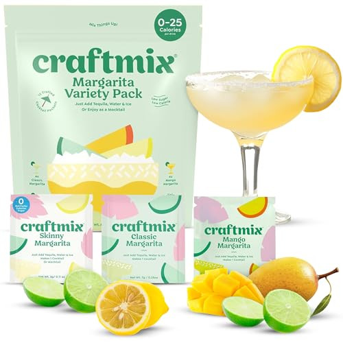Craftmix Margarita Variety Pack Cocktail & Mocktail Drink Mixer, Skinny Mixes - Water Flavoring Packets - Made With Real Fruit - Vegan Low-Carb, Low-Sugar, Non-GMO, Dairy Free, Gluten Free, 12 Pack | Amazon (US)