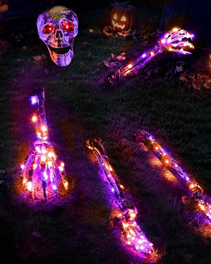 Halloween Decorations Outdoor Skeleton, Realistic Skull 5 Piece Set with 128 LED Lights Graveyard... | Amazon (US)