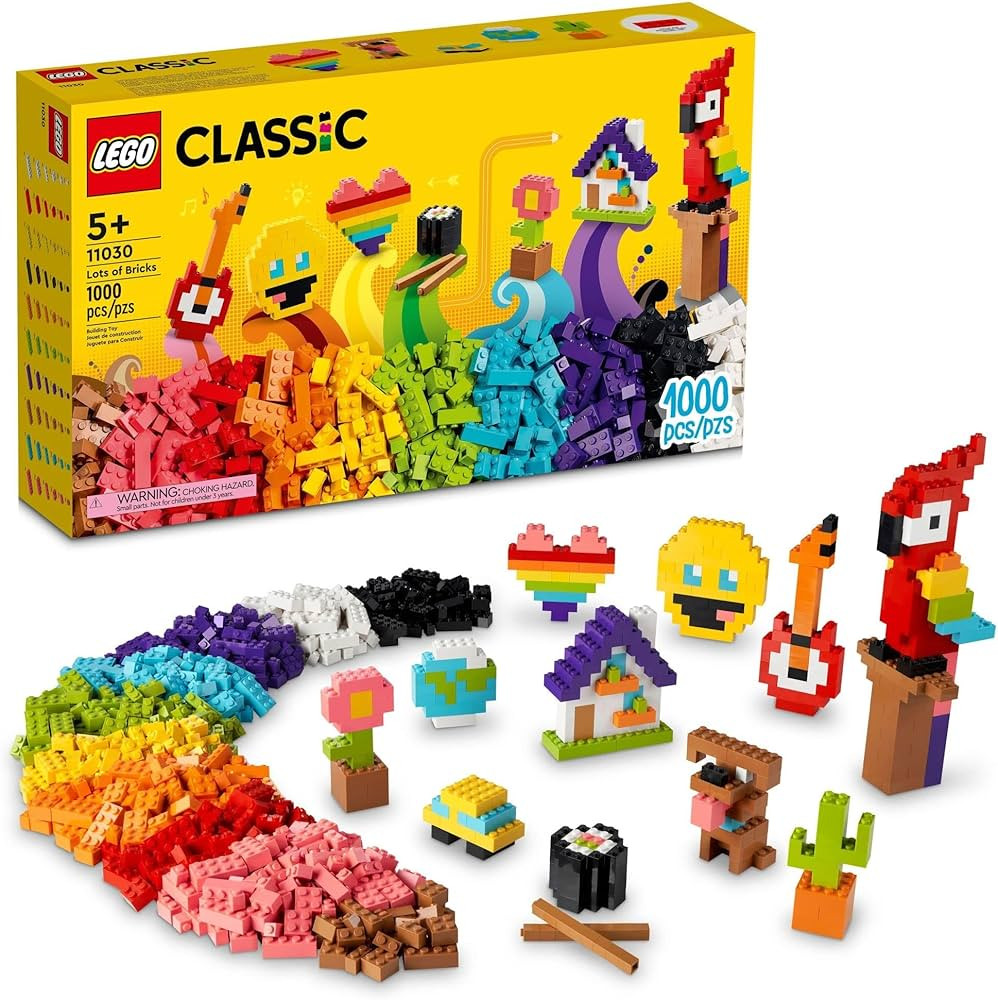 LEGO Classic Lots of Bricks Construction Toy Set 11030, Build a Smiley Emoji, Parrot, Flowers & M... | Amazon (US)