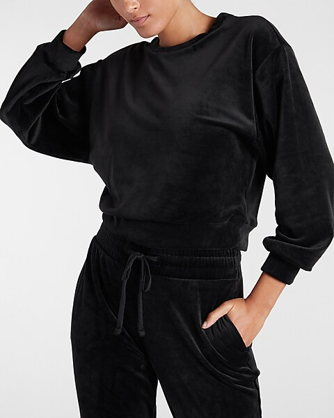 Velour Crew Neck Sweatshirt | Express