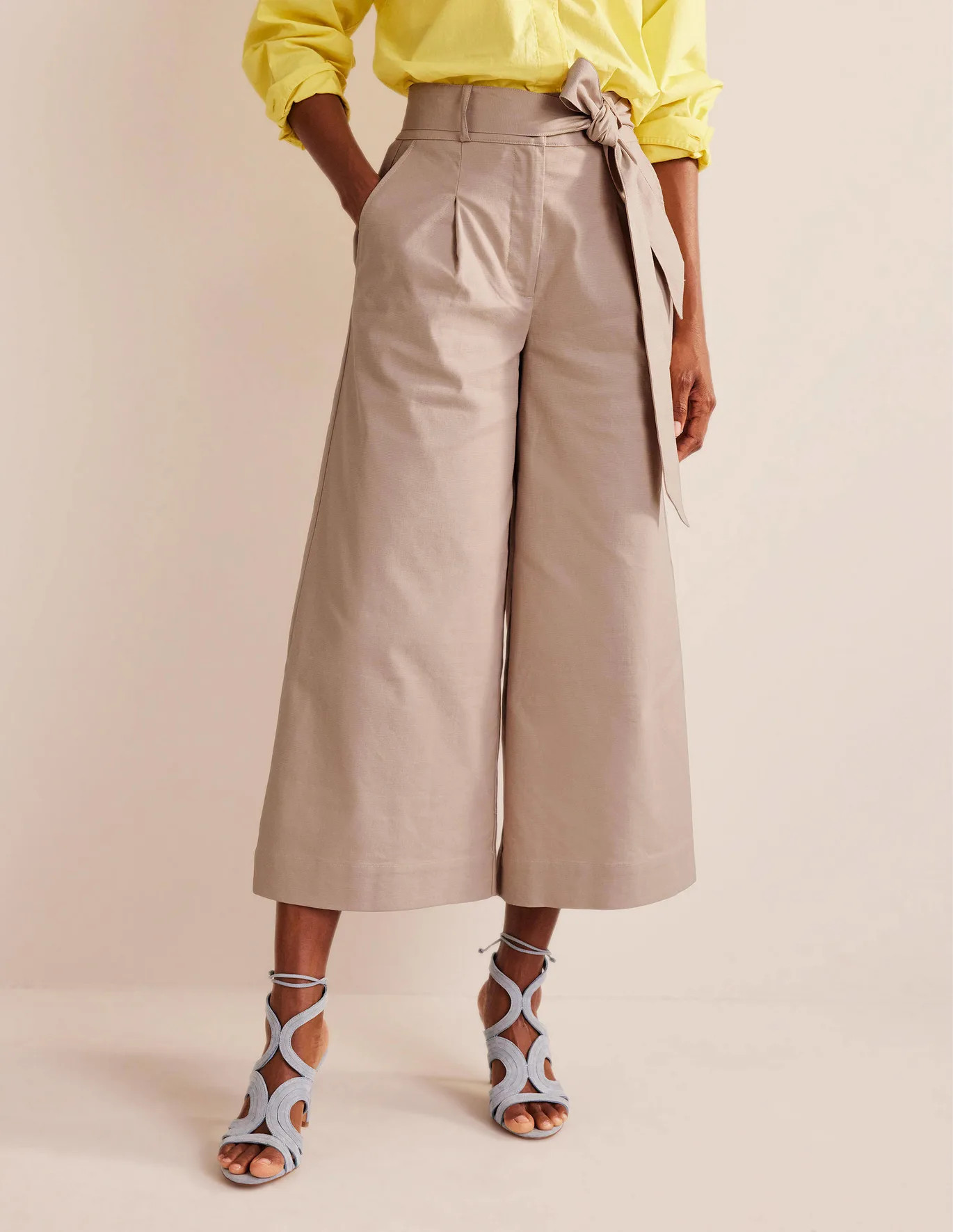 Cropped Wide-Leg Trousers - Rope | Boden (UK & IE)