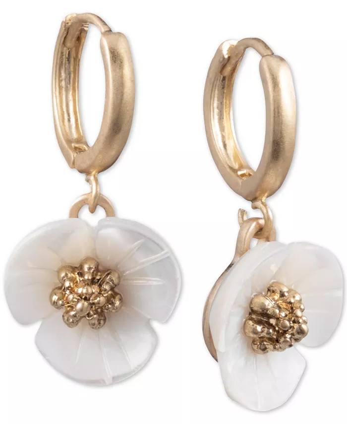 Gold-Tone Imitation Mother-of-Pearl Flower Drop Small Earrings | Macys (US)