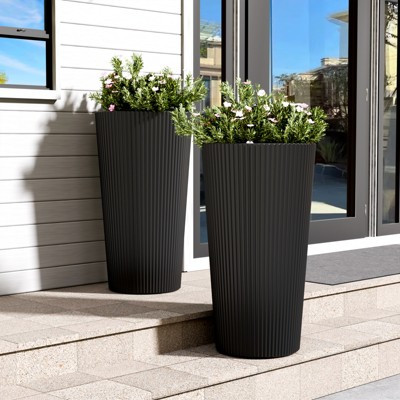 BENCMATE Tall Planters, 2PCS Indoor Planter Pot Outdoor, Large Flower Pot Cone Striped Plastic Fl... | Target