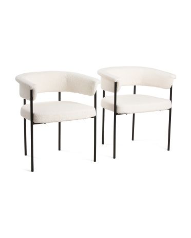 Set Of 2 Boucle Metal Dining Chairs | TJ Maxx