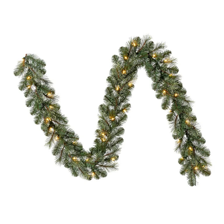 Liberty Warm White Pre-Lit LED Artificial Christmas Garland, Green, 9', by Holiday Time - Walmart... | Walmart (US)