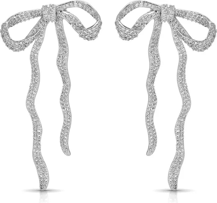 Ettika Pavé Cubic Zirconia Bow Drop Earrings | Nordstrom | Nordstrom