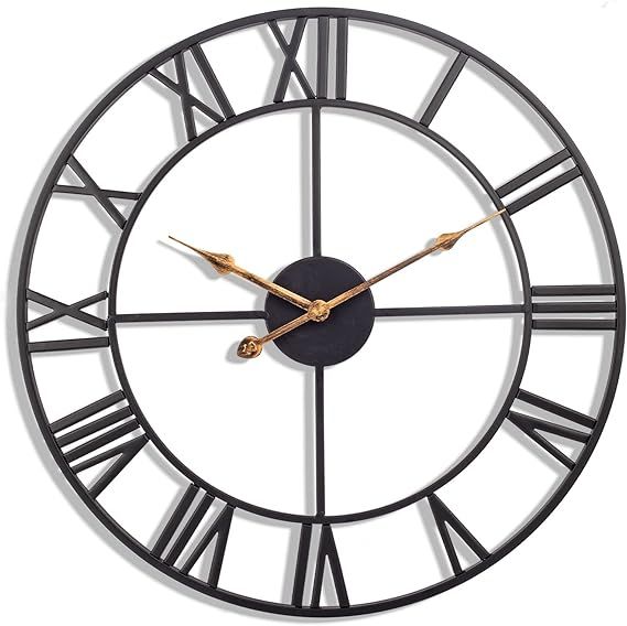 Large Wall Clock for Living Room Decor, 24 Inch Silent Non-Ticking Battery Operated Wall Clock, M... | Amazon (US)