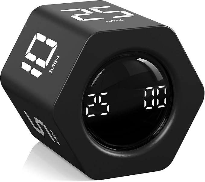 Rotating Pomodoro Timer 5, 25, 10 30,60 Mins Preset Stopwatch, Desk Flip ProductivityTimer, ADHD ... | Amazon (US)